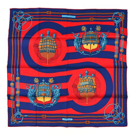 HERMES Silk Chateaux D' Arriere Scarf 70 